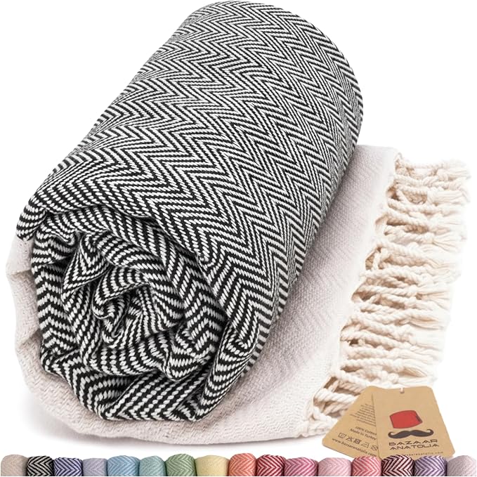 Bazaar Anatolia Turkish Beach Towel 100% Cotton Bath Towels 71x39 Quick Dry by BazaarAnatolia