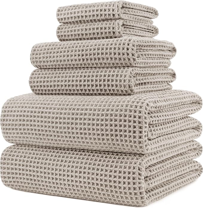 POLYTE 430 GSM Microfiber Quick Dry Lint Free Oversize Bath Towel Set, 6 Piece by Polyte