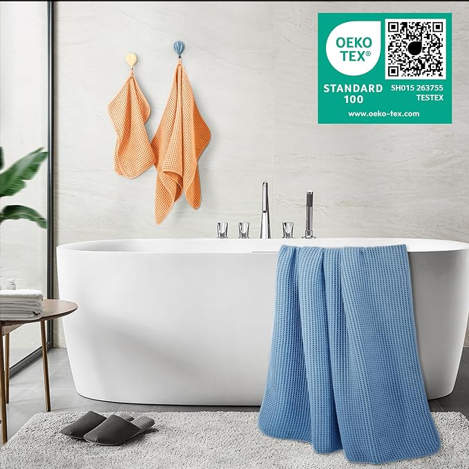 POLYTE 430 GSM Microfiber Quick Dry Lint Free Oversize Bath Towel Set, 6 Piece - Image 3