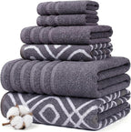 Modern Threads Classic Diamond 6-Piece 100% Cotton Towel Set – Yarn Dyed by ModernThreads