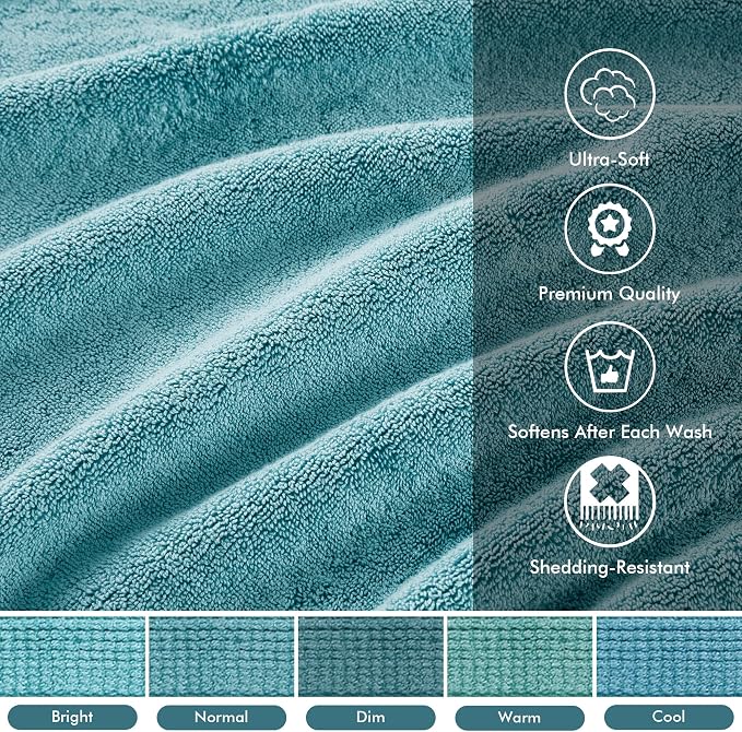 Madison Park 800GSM Bathroom Towel Set of 8 100% Cotton Bath Towel Set - Image 3