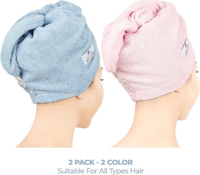 American Soft Linen 100% Cotton Hair Towels - Image 2