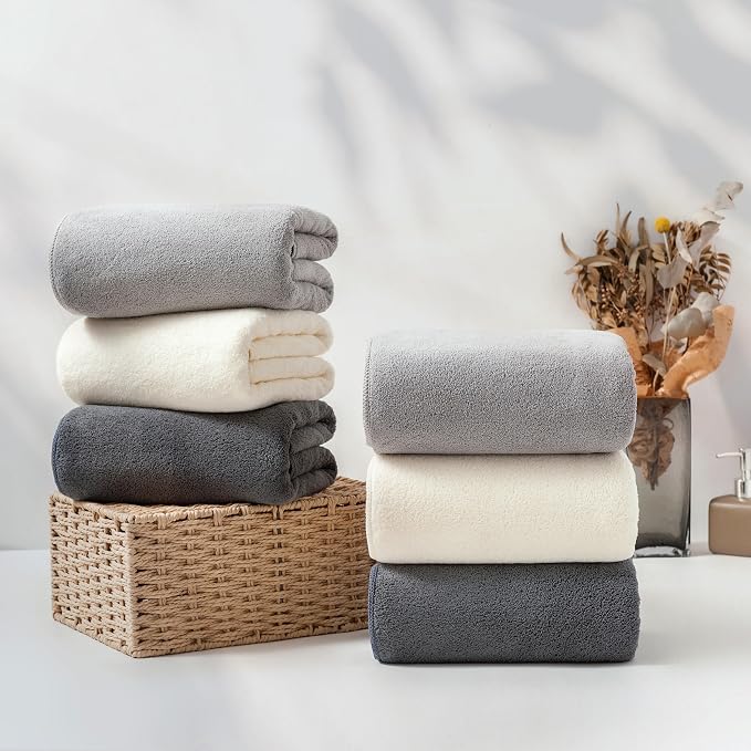 sakano 6-Piece Colorful Microfiber Bath Towel Set - Image 3