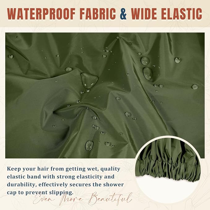 Reusable Shower Cap for Women, Large Waterproof Shower Bonnet - Image 6