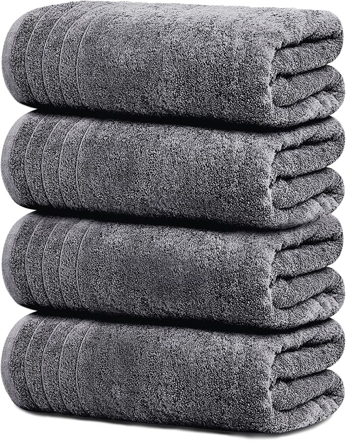 Tens Towels Pack of 4 Extra Large Bath Towels 30 x 60 Inches, 100% Cotton by TensTowels