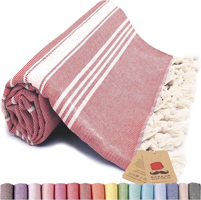 Bazaar Anatolia Turkish Beach Towel – 100% Cotton, Quick Dry, Sand Free Towel by BazaarAnatolia