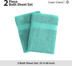LANE LINEN 100% Pure Cotton Bath Sheets 2 Pack - Image 5