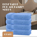 White Classic Light Blue Bath Towels 27x54 Inch, Cotton Towel Set - Image 4