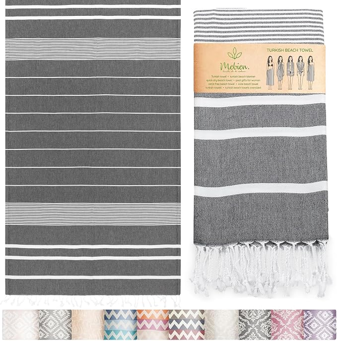 Premium Turkish Beach Towel – 100% Cotton, Quick Dry, Sand Free, Oversized by MEBIENTOUCHEDELANATURE