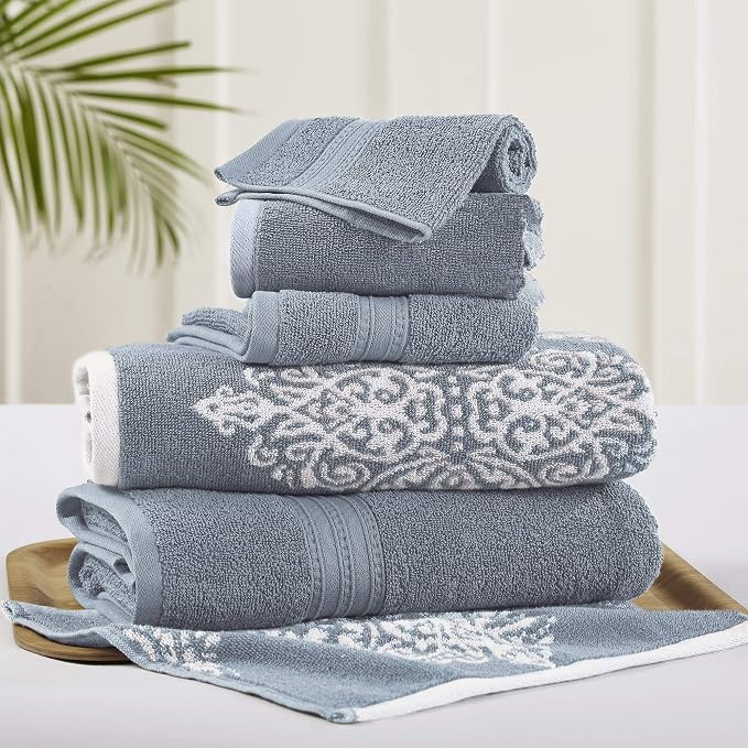 Modern Threads 6 Piece Reversible Yarn Dyed Jacquard Towel Set Artesia Damask by ModernThreads