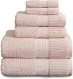 NY Loft 100% Cotton 6 Piece Bath Towel Set | Pink Towels | Soft & Absorbent by NYLoft