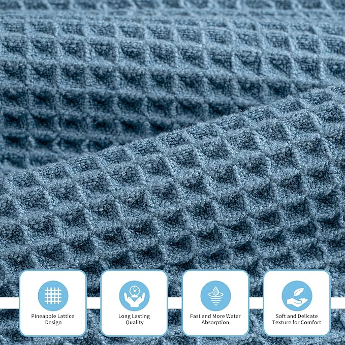 MICROFI Microfiber Waffle Bath Towels, 3 Pieces, Fast Drying, Lint Free - Image 2