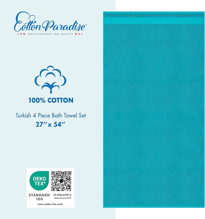 Cotton Paradise 4 Piece Turkish Bath Towels - Image 4