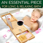 SereneLife Luxury Bamboo Bathtub Caddy Tray - Image 2