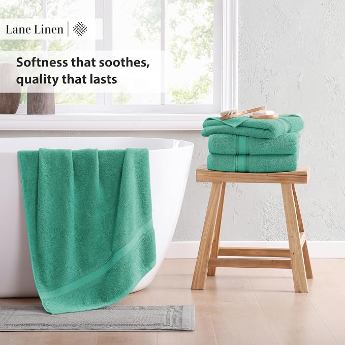 LANE LINEN 100% Cotton Bath Towels 4 Pack - Image 5