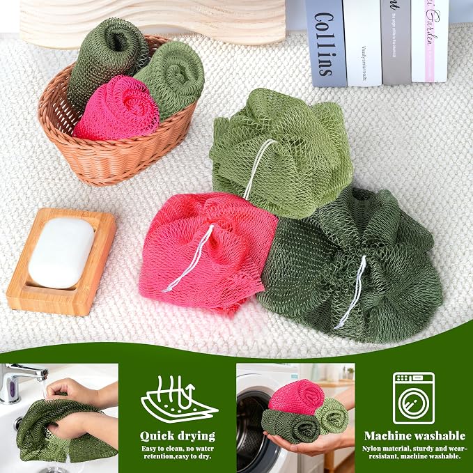 African Net Sponge Authentic, 3 Pieces Exfoliating Scrubber Bath Sponge - Image 5