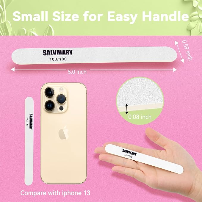 Professional Disposable Small Nail Files 100/180 Grit Double Sided White Emery - Image 2
