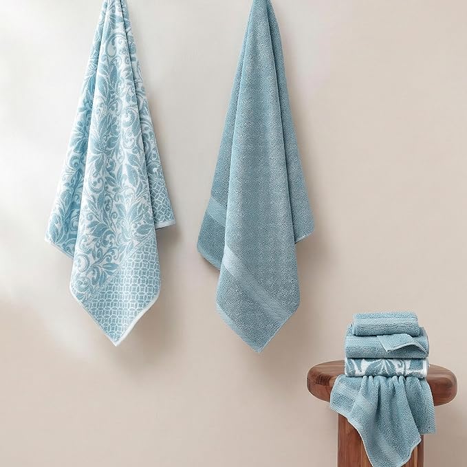 Modern Threads Botanical Vine 6-Piece 100% Cotton Towel Set – Reversible Yarn - Image 2