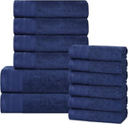 Superior Honeycomb 100% Cotton 500 GSM 12 Piece Bath Towel Set, 6 Washcloths by SUPERIOR