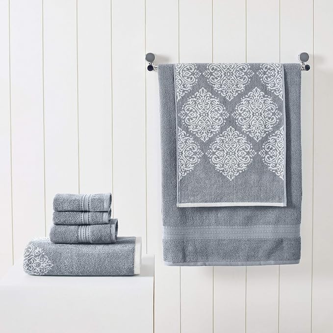 Modern Threads 6 Piece Reversible Yarn Dyed Jacquard Towel Set Artesia Damask - Image 2