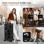 Rolling Makeup Train Case with 3 Drawers, Nail Trolley Cart Salon Station - Image 6