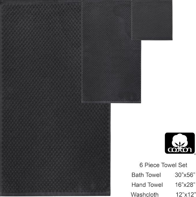 COTTON CRAFT Waffle 6 Piece Towel Set - Image 7