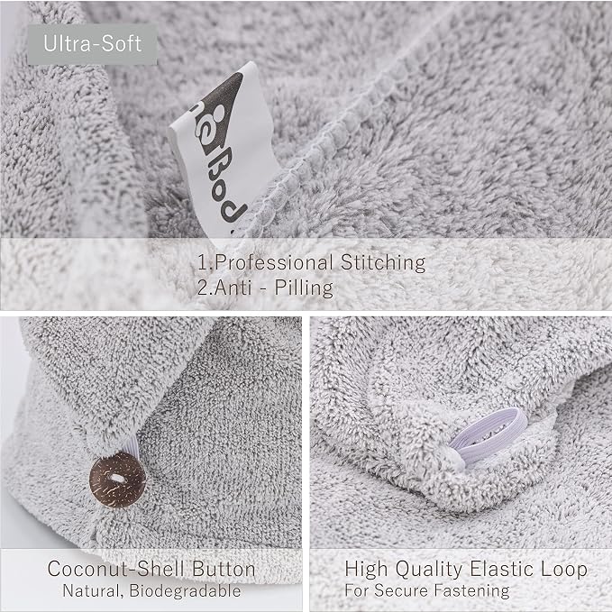 myHomeBody Hair Towel Wrap, Luxury Quick Drying Turban, Ultra Soft Absorbent - Image 5