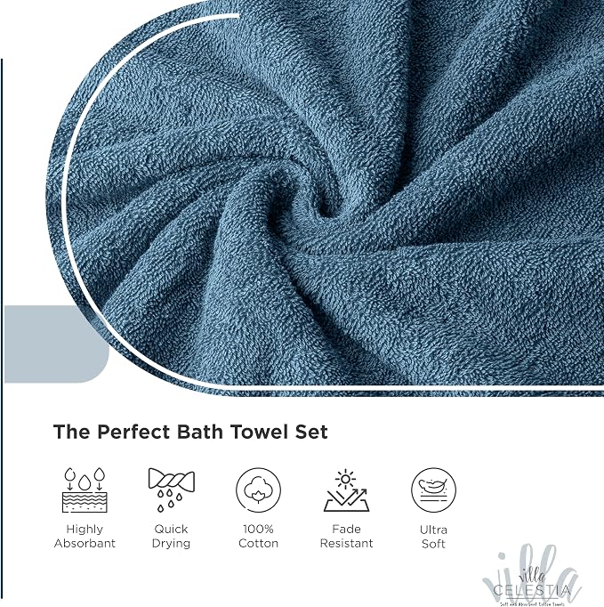 100% Cotton Bath Towel Set of 24-6 Bath Towels, 6 Hand Towels, 12 Wash Cloths - Image 3