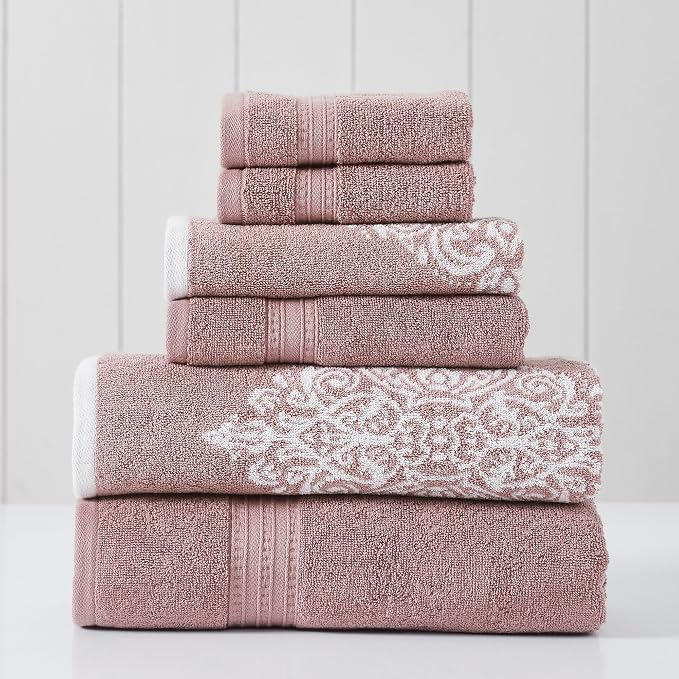 Modern Threads 6 Piece Reversible Yarn Dyed Jacquard Towel Set Artesia Damask by ModernThreads
