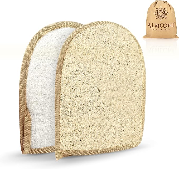 Almooni Egyptian Loofah Gloves for Women & Men, Real Natural Egyptian Loofah by Almooni