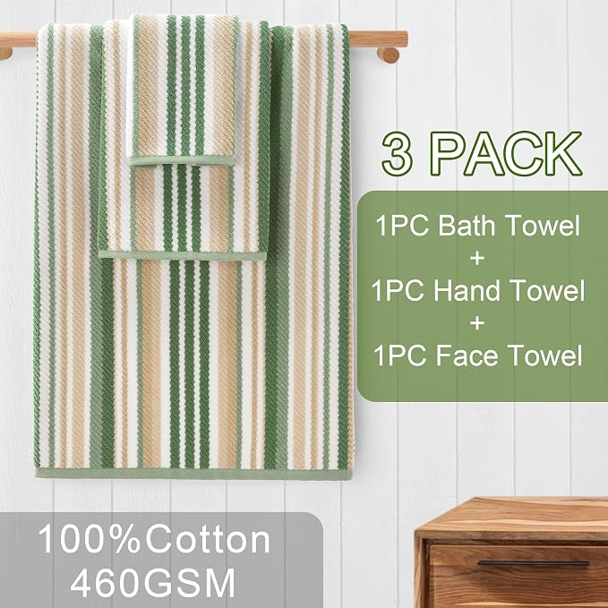 Green Striped Towels - Image 3
