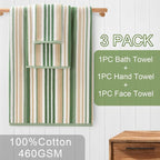 Green Striped Towels - Image 3