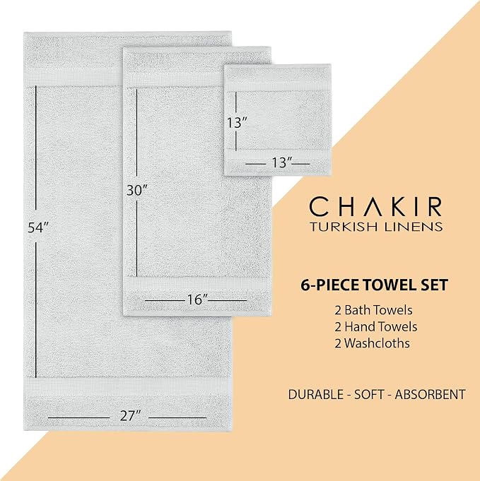 Chakir Turkish Linens Luxury Spa and Hotel Quality Premium Cotton 6-Piece Towel - Image 6