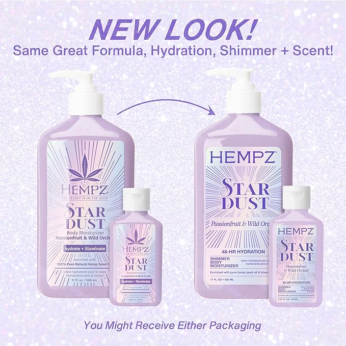Hempz NEW Star Dust Body Lotion, Iridescent Glow Shimmer, Passionfruit and Wild - Image 3