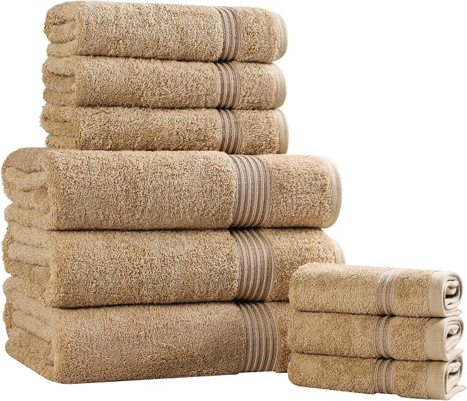 Superior Egyptian Cotton 9-Piece Towel Set, Guest Bath Decor Essentials - Image 2