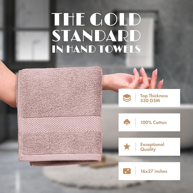 White Classic Pink Hand Towels for Bathroom Cotton Hand Towel Bulk for Gym - Image 2