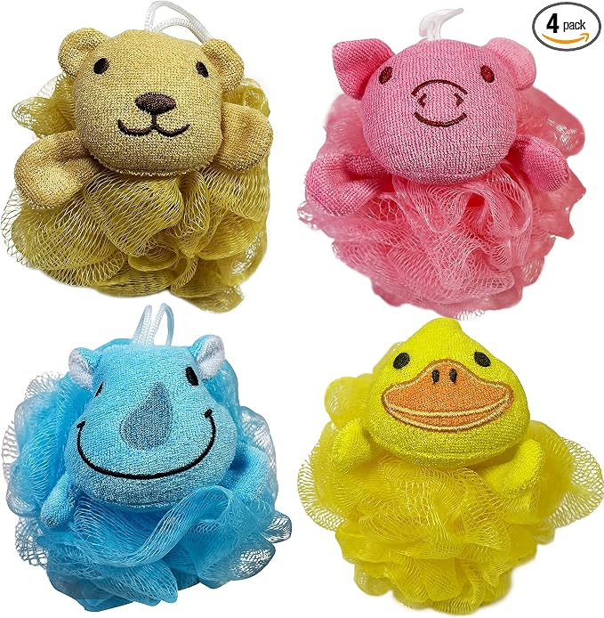 Lovely Animal Design Kids Exfoliating Bath Scrubber Body Scrubber Shower Ball by Bleu+Bath