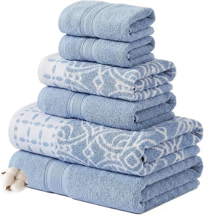 Modern Threads Monroe 6-Piece 100% Cotton Towel Set – Reversible Yarn Dyed by ModernThreads