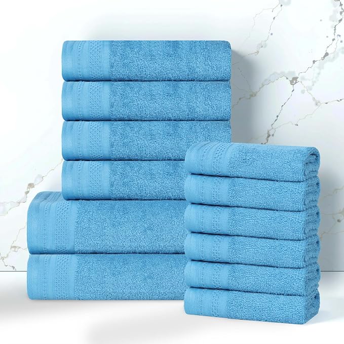 Superior Honeycomb 100% Cotton 500 GSM 12 Piece Bath Towel Set, 6 Washcloths - Image 2