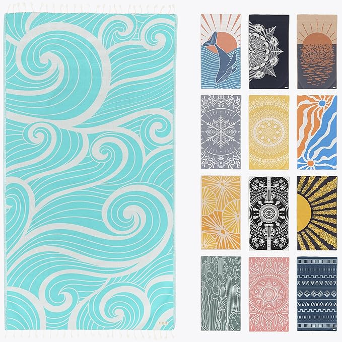 FESHKA Sand Proof Turkish Beach Towel – Oversized, Quick Dry & Lightweight by FESHKA