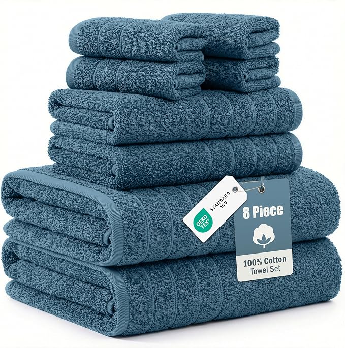 Casa Platino 8 Pcs 100% Cotton Luxury Towel Set by CasaPlatino