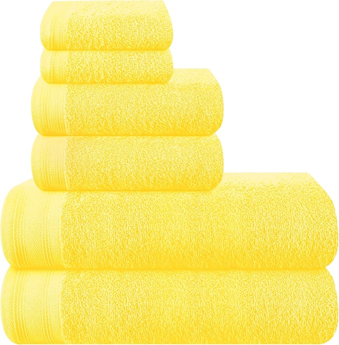 Ultra Soft 6 Pack Cotton Towel Set, Contains 2 Bath Towels 28x55 inch, 2 Hand by Unknown