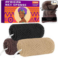 African Net Sponge Authentic, 3 Pieces Exfoliating Scrubber Bath Sponge by BHYTAKI