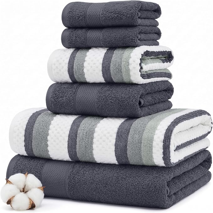 Modern Threads Pax 6-Piece Reversible Yarn Dyed Jacquard Towel Set by ModernThreads