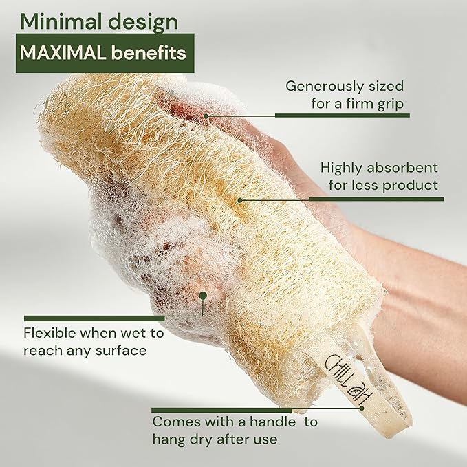 Chill Ah Natural Loofah Sponge Set – 100% Plant-Based, Biodegradable Bath - Image 4
