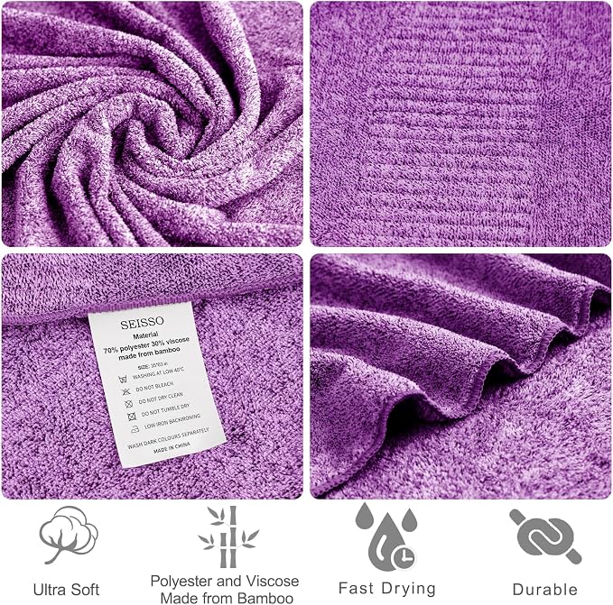 SEISSO Bath Towels, Extra Absorbent & Quick Drying Lightweight Fiber Towels - Image 3