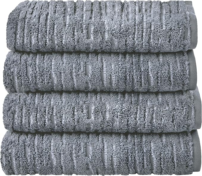 SKL Home CloudSoft Cotton Luxury 4 Pc Bath Towel Set, Smoke Blue by SKLHomebySaturdayKnightLtd