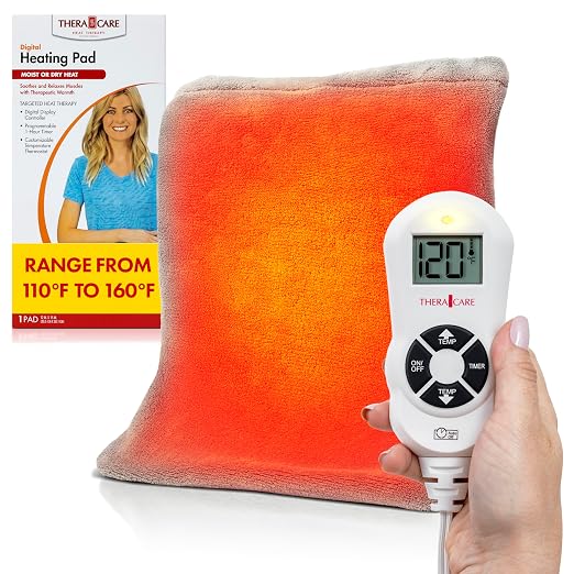 TheraCare Digital 12” x 15” Heating Pad | Moist & Dry Heat | Wide Range by TheraCare
