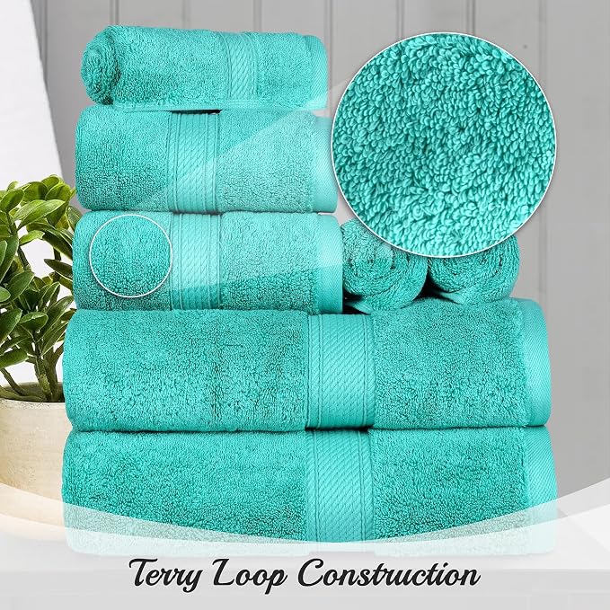 SUPERIOR Egyptian Cotton Pile 10 Piece Towel Set, Includes 2 Bath, 4 Hand - Image 3