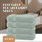 White Classic Green Bath Towels 27x54 Inch, Cotton Towel Set - Image 4